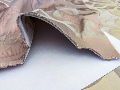 Scalamandre Cimarosa Rose Quartz Pink Gold Brown Damask Scroll Medallion MSRP USD 1,114/y