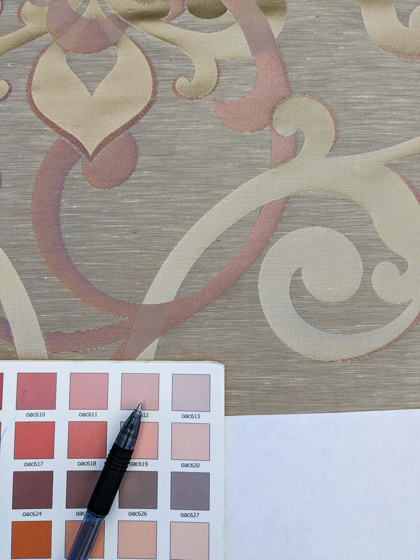 Scalamandre Cimarosa Rose Quartz Pink Gold Brown Damask Scroll Medallion MSRP USD 1,114/y