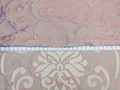 Scalamandre Cimarosa Rose Quartz Pink Gold Brown Damask Scroll Medallion MSRP USD 1,114/y