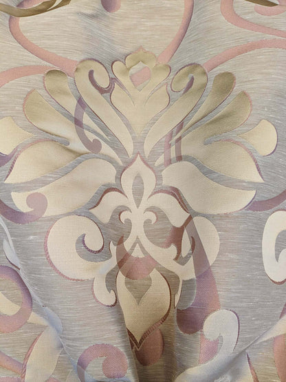 Scalamandre Cimarosa Rose Quartz Pink Gold Brown Damask Scroll Medallion MSRP USD 1,114/y