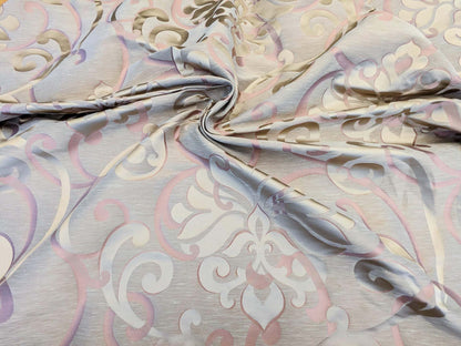 Scalamandre Cimarosa Rose Quartz Pink Gold Brown Damask Scroll Medallion MSRP USD 1,114/y