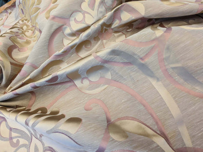 Scalamandre Cimarosa Rose Quartz Pink Gold Brown Damask Scroll Medallion MSRP USD 1,114/y