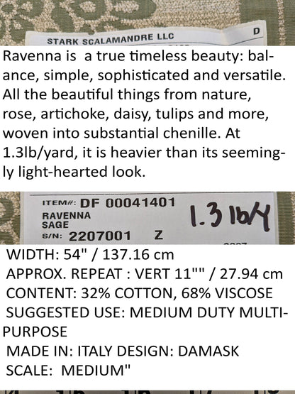 Scalamandre Ravenna Sage Green  Gray Floral Damask Stripe MSRP USD 200+/y