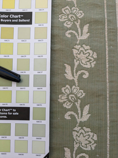 Scalamandre Ravenna Sage Green  Gray Floral Damask Stripe MSRP USD 200+/y