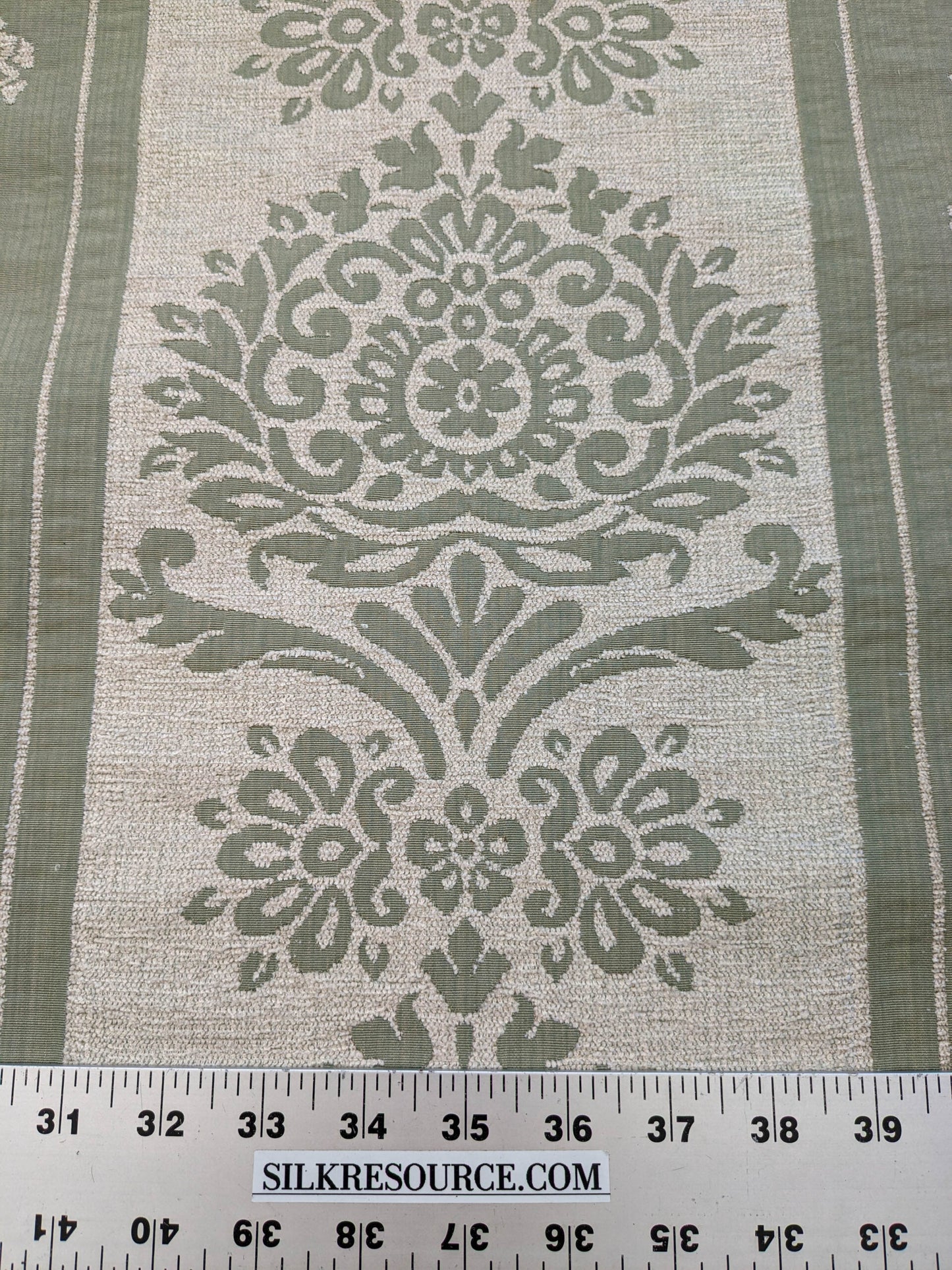 Scalamandre Ravenna Sage Green  Gray Floral Damask Stripe MSRP USD 200+/y