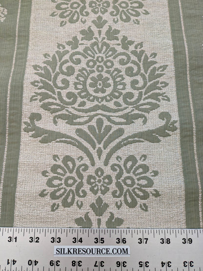 Scalamandre Ravenna Sage Green  Gray Floral Damask Stripe MSRP USD 200+/y