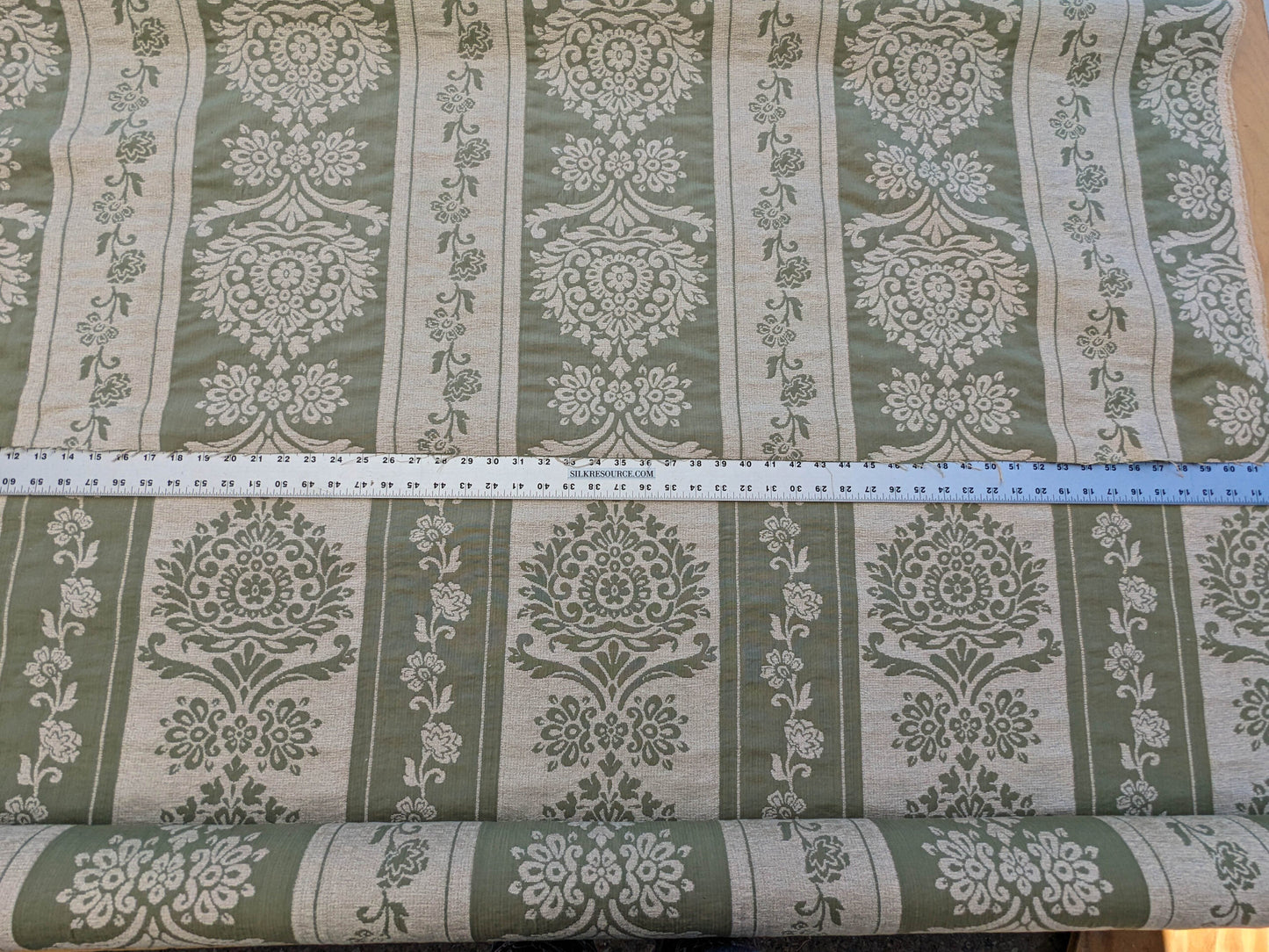 Scalamandre Ravenna Sage Green  Gray Floral Damask Stripe MSRP USD 200+/y