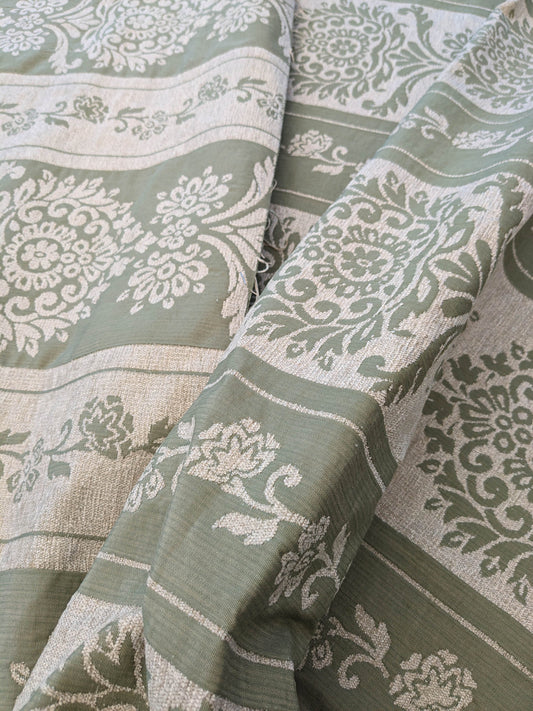 Scalamandre Ravenna Damask Stripe - Sage Green Gray