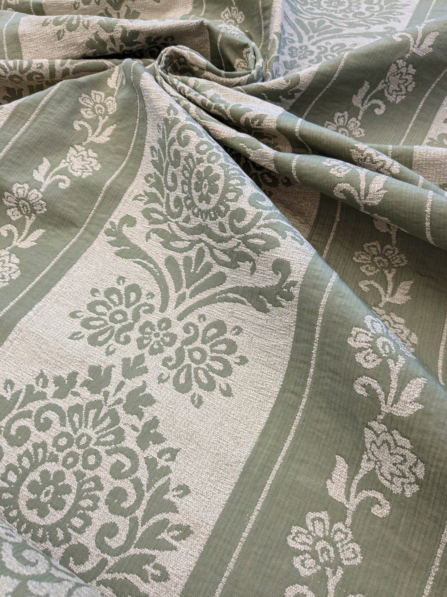 Scalamandre Ravenna Sage Green  Gray Floral Damask Stripe MSRP USD 200+/y