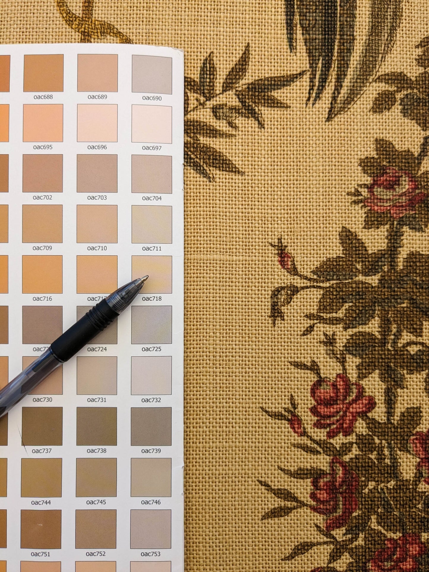 By VR Scalamandre Jute Fabric Rose Brown Red Green Historical Birds Floral MSRP USD 300+/y