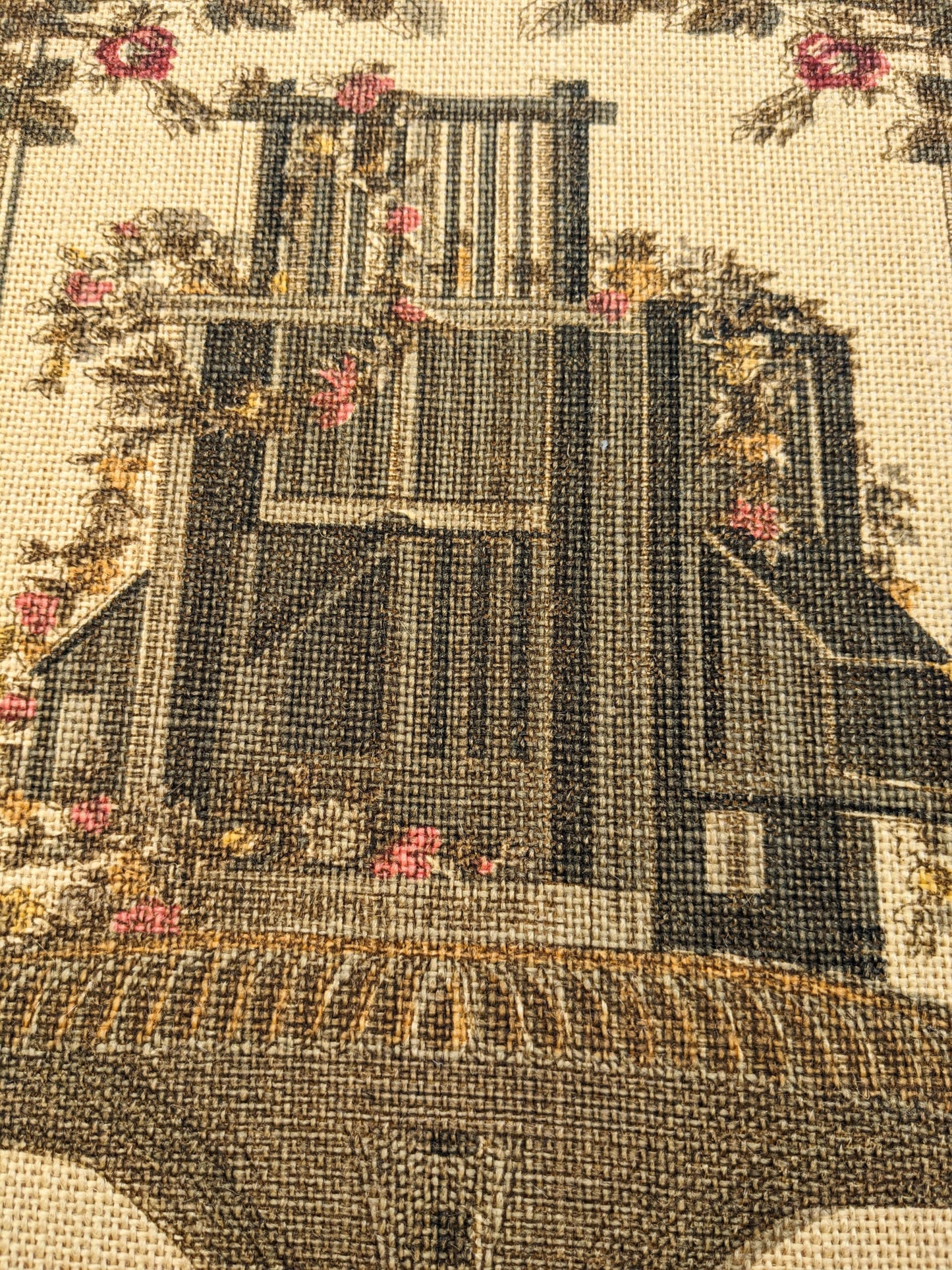 By VR Scalamandre Jute Fabric Rose Brown Red Green Historical Birds Floral MSRP USD 300+/y