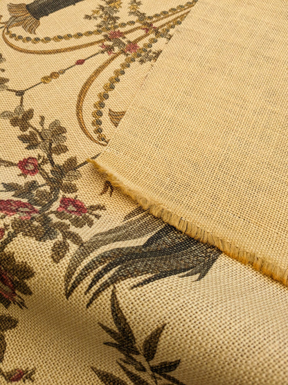 By VR Scalamandre Jute Fabric Rose Brown Red Green Historical Birds Floral MSRP USD 300+/y