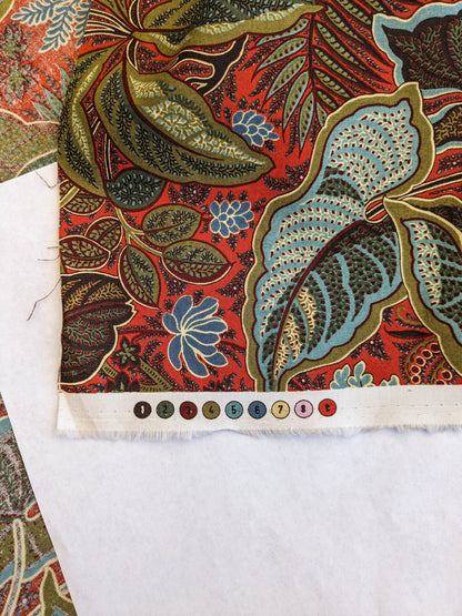 Scalamandre Tropical Paisley Tomato Orange Green Blue Botanical Foliage Floral MSRP USD 364/y