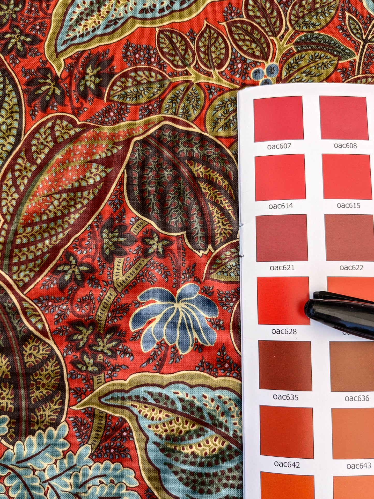 Scalamandre Tropical Paisley Tomato Orange Green Blue Botanical Foliage Floral MSRP USD 364/y