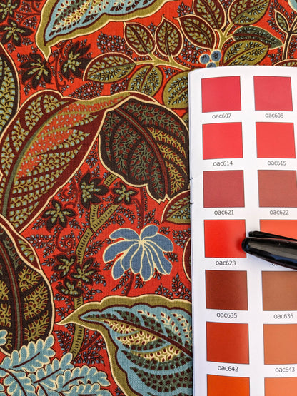 Scalamandre Tropical Paisley Tomato Orange Green Blue Botanical Foliage Floral MSRP USD 364/y