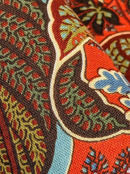 Scalamandre Tropical Paisley Tomato Orange Green Blue Botanical Foliage Floral MSRP USD 364/y