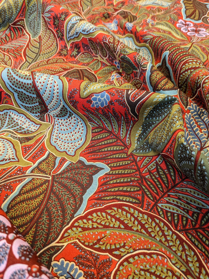 Scalamandre Tropical Paisley Tomato Orange Green Blue Botanical Foliage Floral MSRP USD 364/y