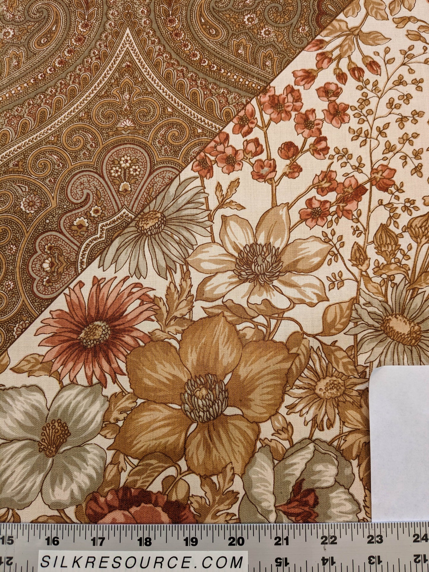 Scalamandre Iris Apfel's Indus Brown/White Floral Medallion Stripe MSRP USD 320/y