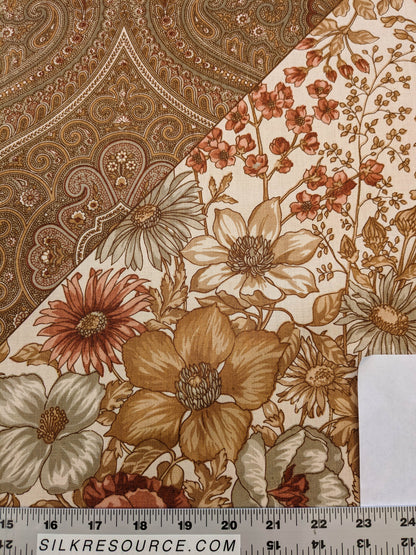 Scalamandre Iris Apfel's Indus Brown/White Floral Medallion Stripe MSRP USD 320/y