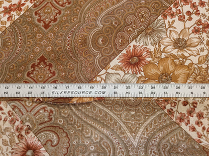 Scalamandre Iris Apfel's Indus Brown/White Floral Medallion Stripe MSRP USD 320/y