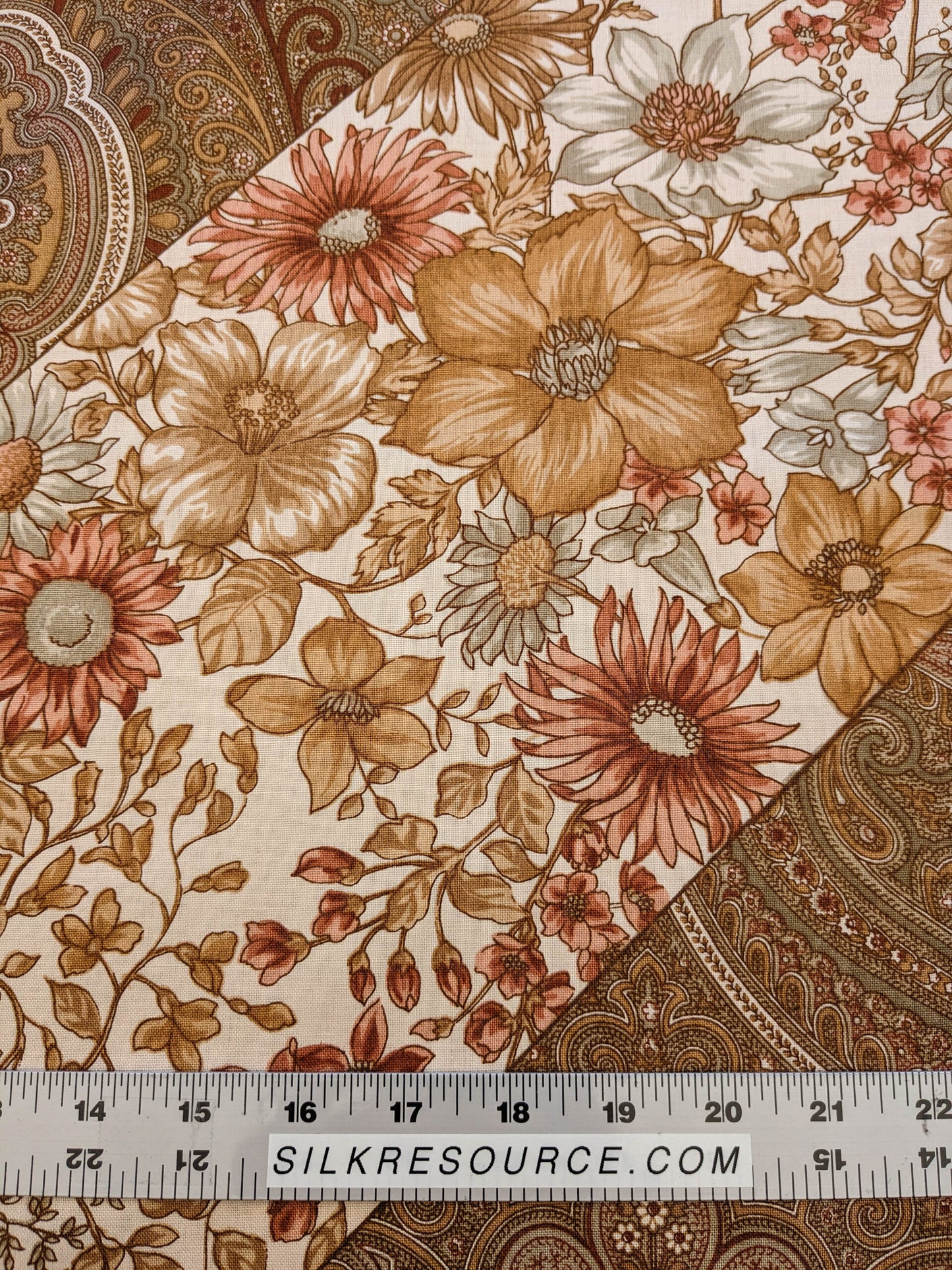 Scalamandre Iris Apfel's Indus Brown/White Floral Medallion Stripe MSRP USD 320/y