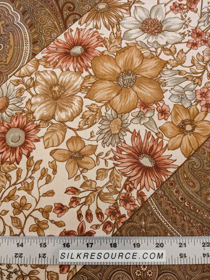 Scalamandre Iris Apfel's Indus Brown/White Floral Medallion Stripe MSRP USD 320/y