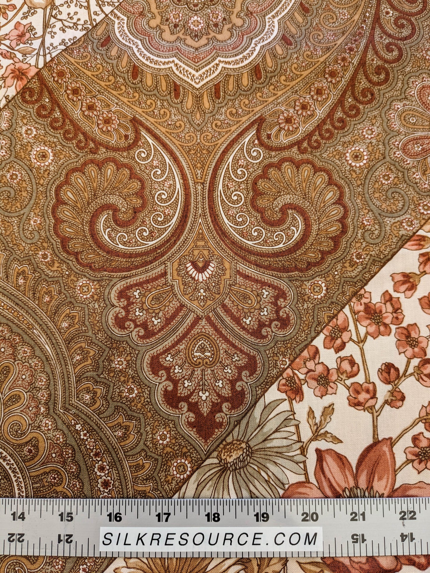 Scalamandre Iris Apfel's Indus Brown/White Floral Medallion Stripe MSRP USD 320/y