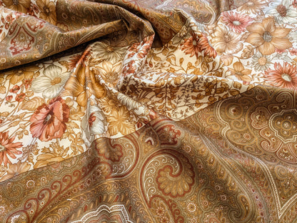 Scalamandre Iris Apfel's Indus Brown/White Floral Medallion Stripe MSRP USD 320/y