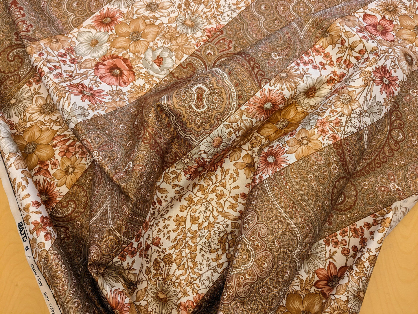 Scalamandre Iris Apfel's Indus Brown/White Floral Medallion Stripe MSRP USD 320/y