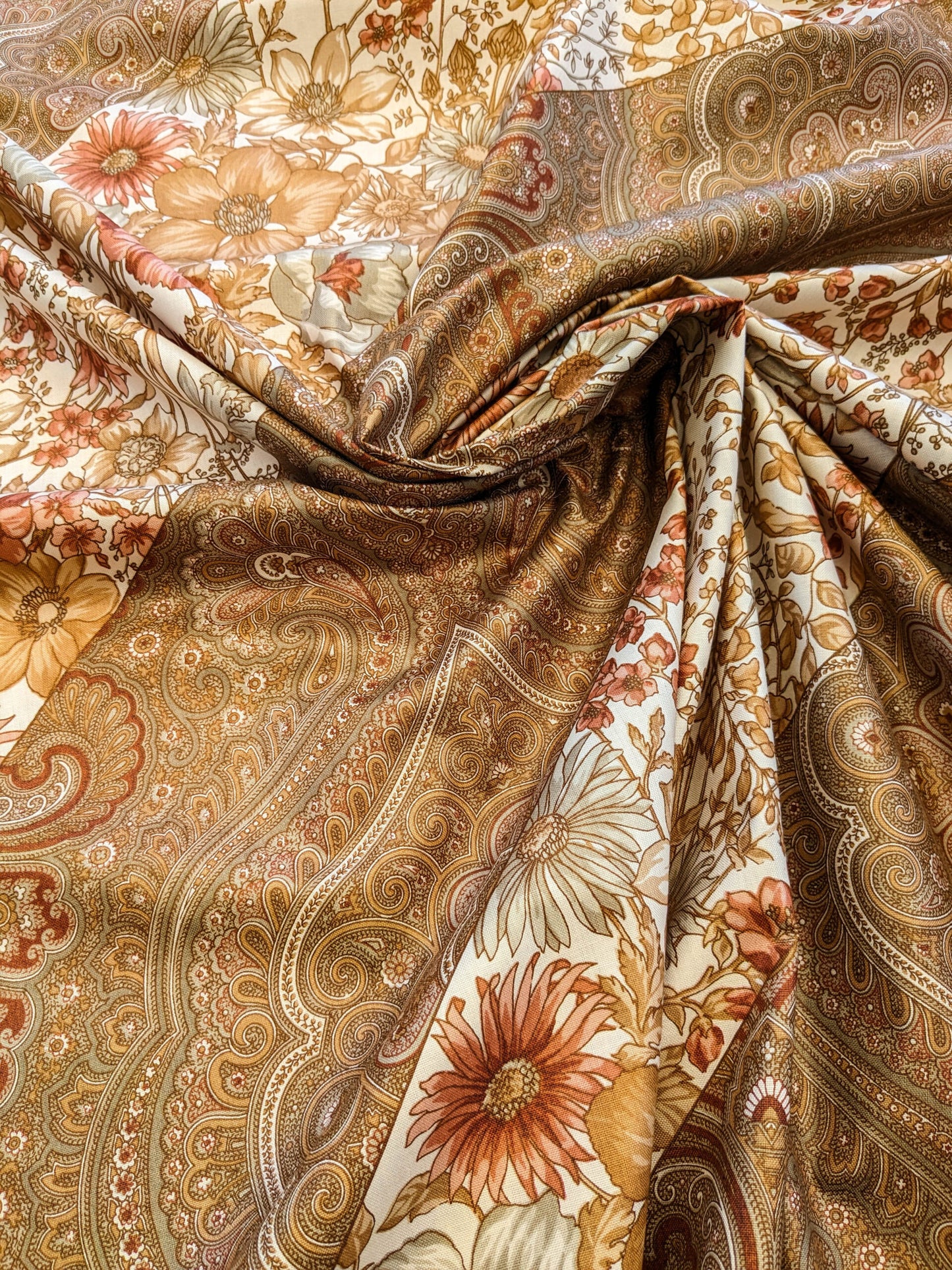 Scalamandre Iris Apfel's Indus Brown/White Floral Medallion Stripe MSRP USD 320/y