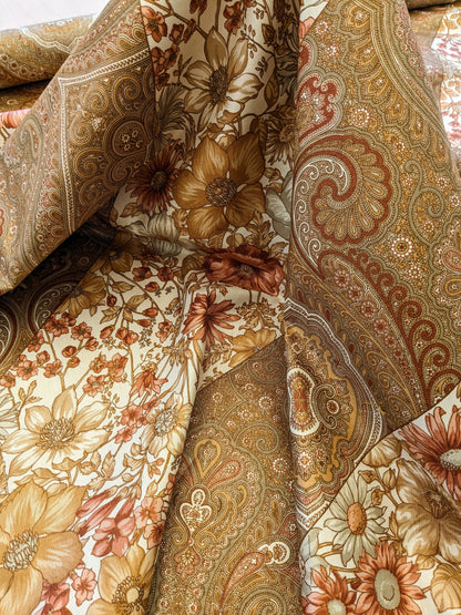 Scalamandre Iris Apfel's Indus Brown/White Floral Medallion Stripe MSRP USD 320/y