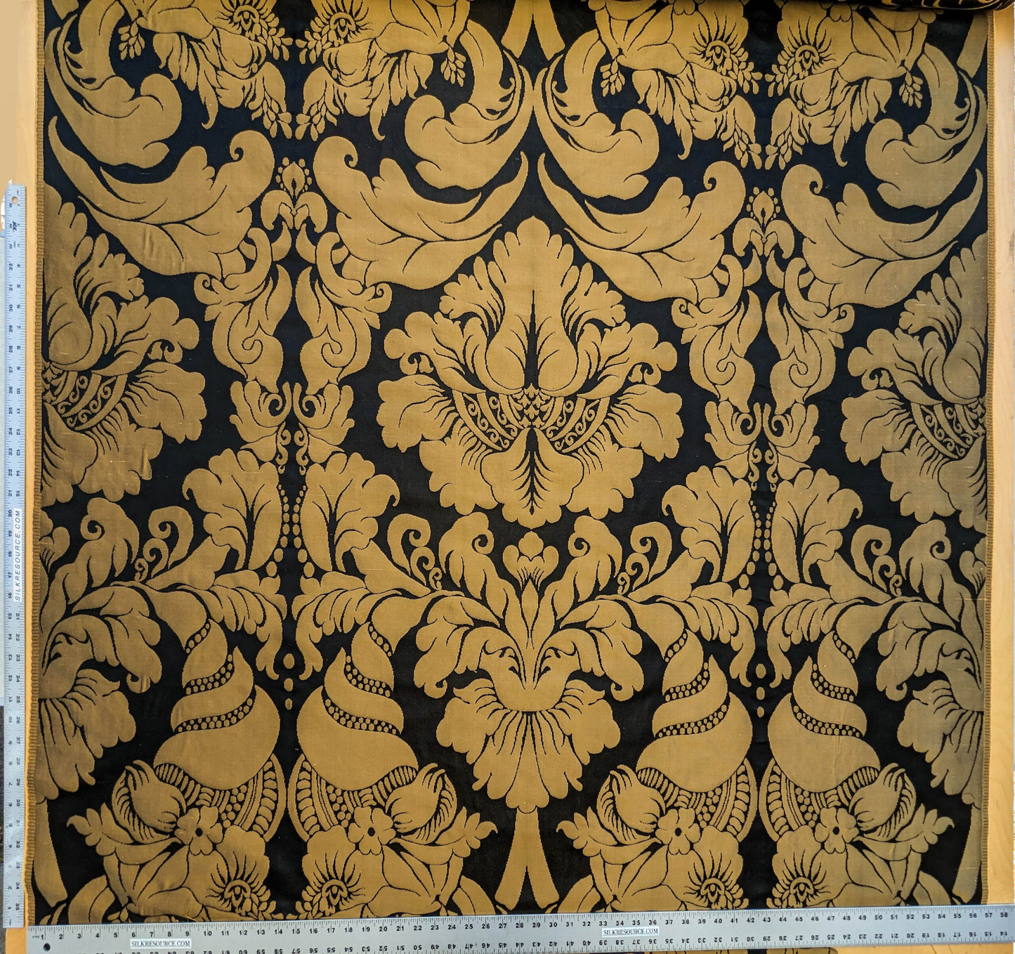 Scalamandre Aspide II Black &amp; Gold  Damask MSRP USD 628/y