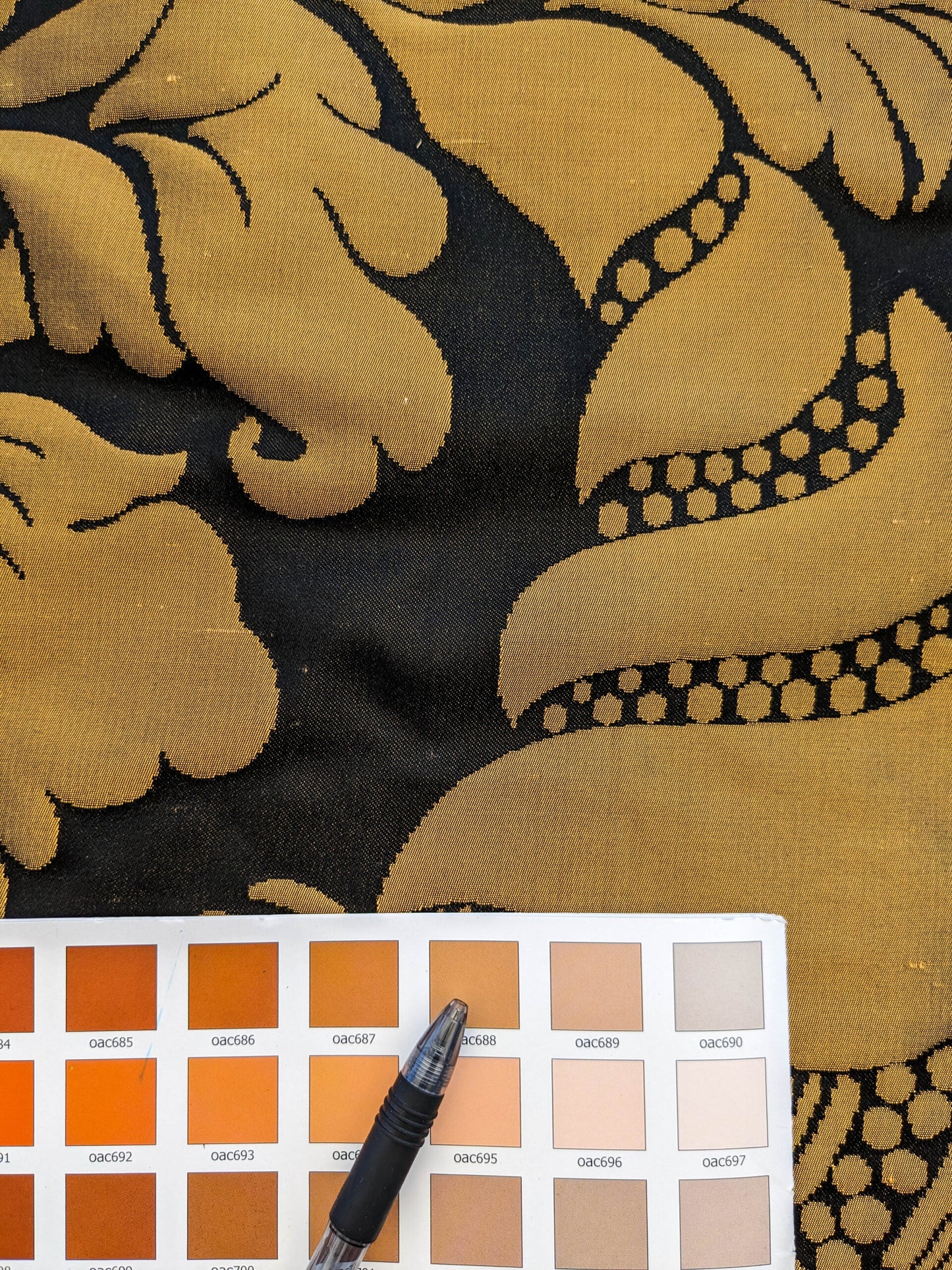 Scalamandre Aspide II Black &amp; Gold  Damask MSRP USD 628/y