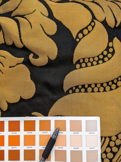 Scalamandre Aspide II Black &amp; Gold  Damask MSRP USD 628/y
