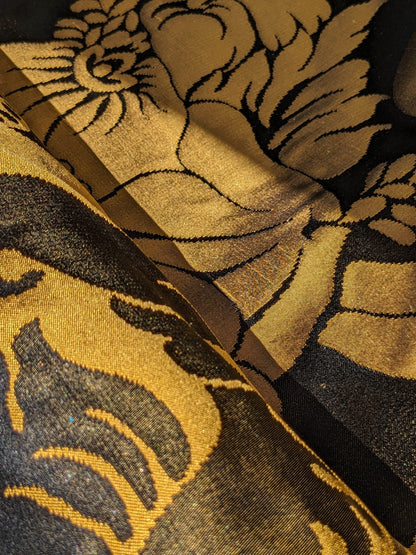 Scalamandre Aspide II Black &amp; Gold  Damask MSRP USD 628/y