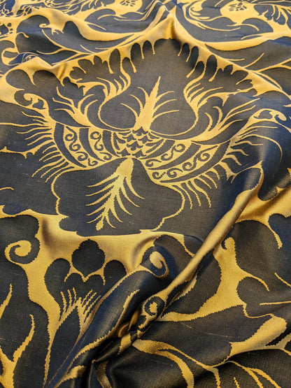 Scalamandre Aspide II Black &amp; Gold  Damask MSRP USD 628/y