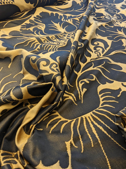 Scalamandre Aspide II Black &amp; Gold  Damask MSRP USD 628/y