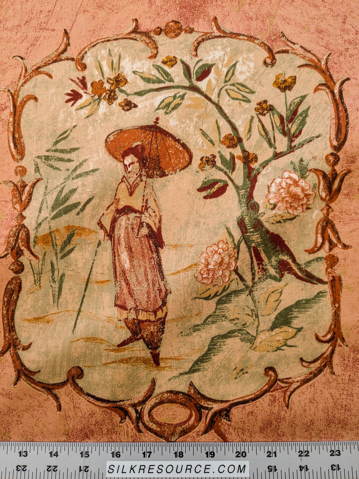 Scalamandre Cotteen Chinois Spice Pink Red Chinoiserie Birds Teahouse Toile Scenic MSRP USD 200+/y