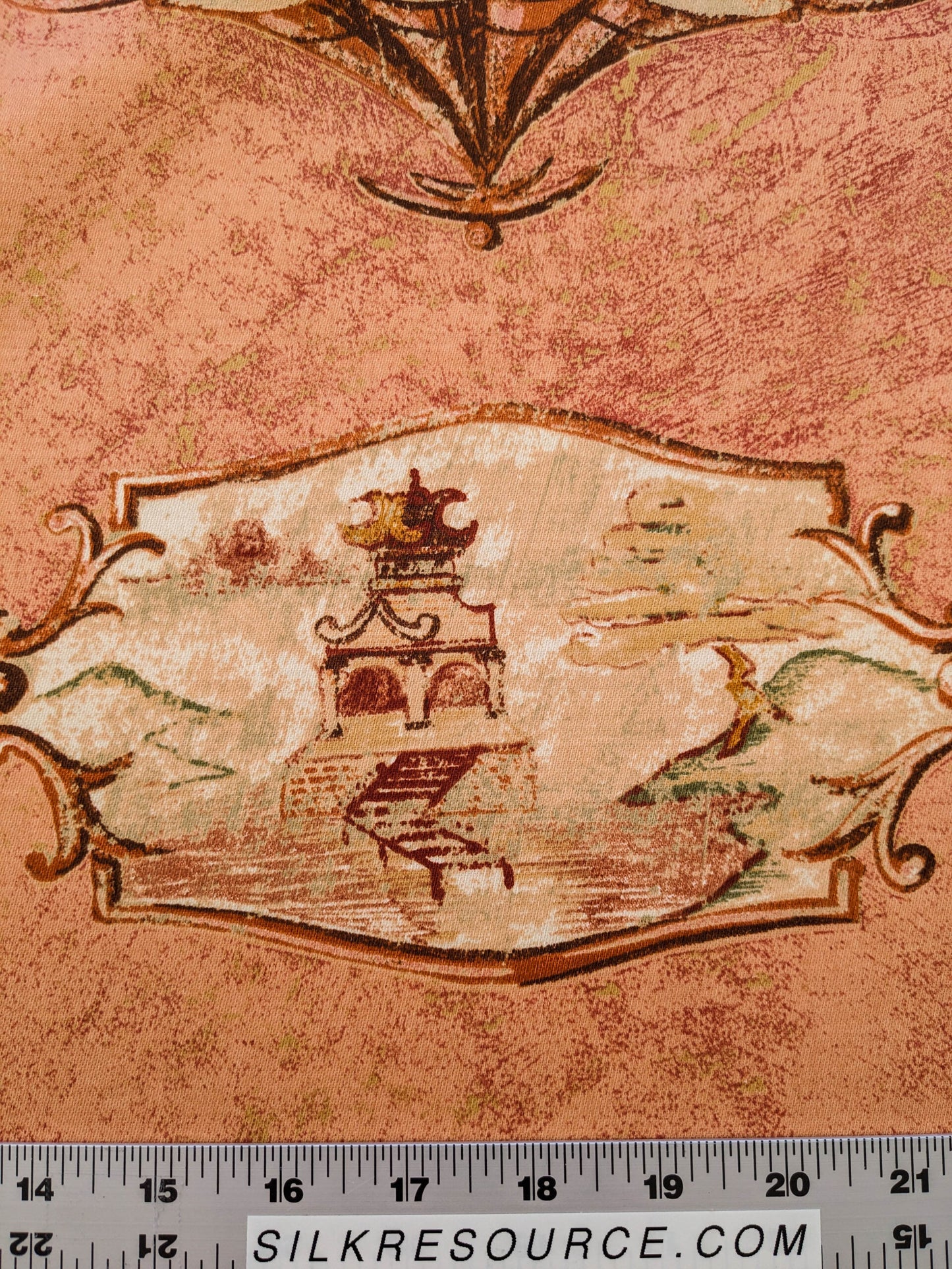 Scalamandre Cotteen Chinois Spice Pink Red Chinoiserie Birds Teahouse Toile Scenic MSRP USD 200+/y