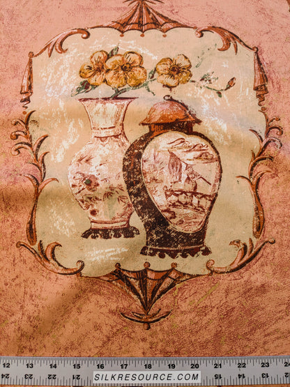 Scalamandre Cotteen Chinois Spice Pink Red Chinoiserie Birds Teahouse Toile Scenic MSRP USD 200+/y