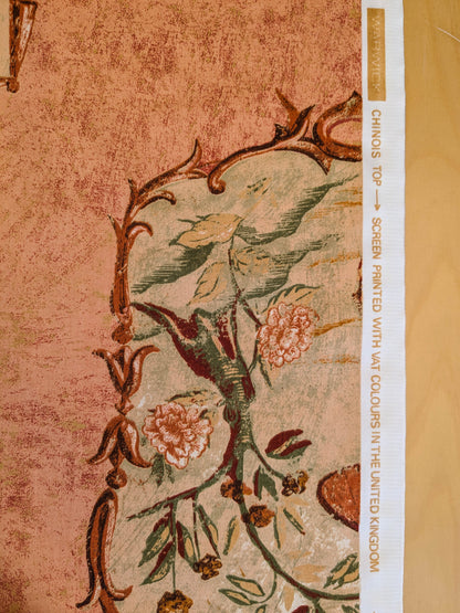 Scalamandre Cotteen Chinois Spice Pink Red Chinoiserie Birds Teahouse Toile Scenic MSRP USD 200+/y