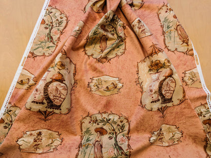 Scalamandre Cotteen Chinois Spice Pink Red Chinoiserie Birds Teahouse Toile Scenic MSRP USD 200+/y