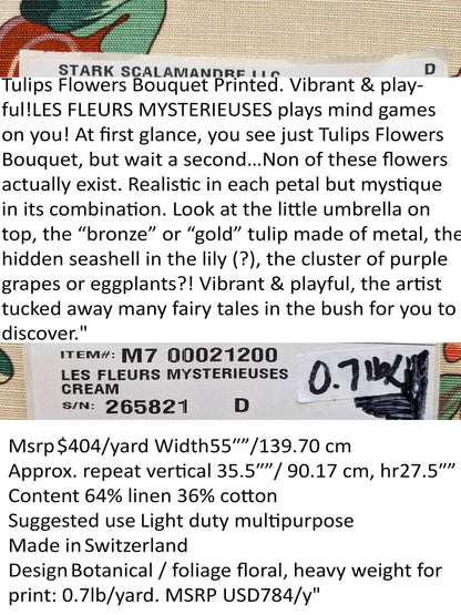 Scalamandre Les Fleurs Mystereiuses Cream Beige Floral Botanical Foliage MSRP USD 784/y