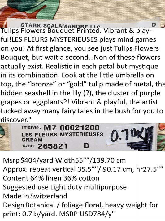 Scalamandre Les Fleurs Mystereiuses Cream Beige Floral Botanical Foliage MSRP USD 784/y