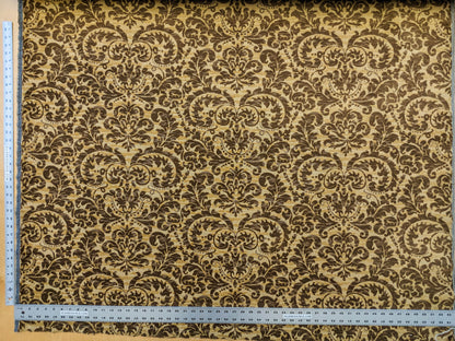 Scalamandre Vendome Camel Brown Cut Velvet Brown Gold Florentine Renaissance Damask MSRP USD292/y