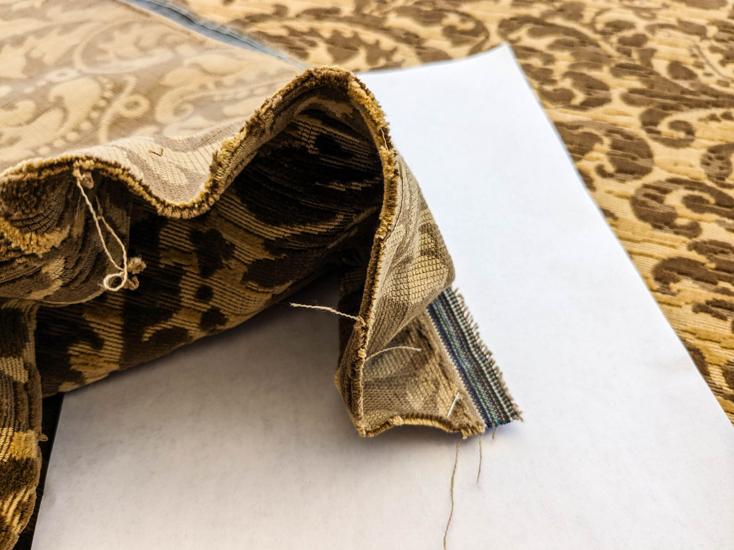 Scalamandre Vendome Camel Brown Cut Velvet Brown Gold Florentine Renaissance Damask MSRP USD292/y