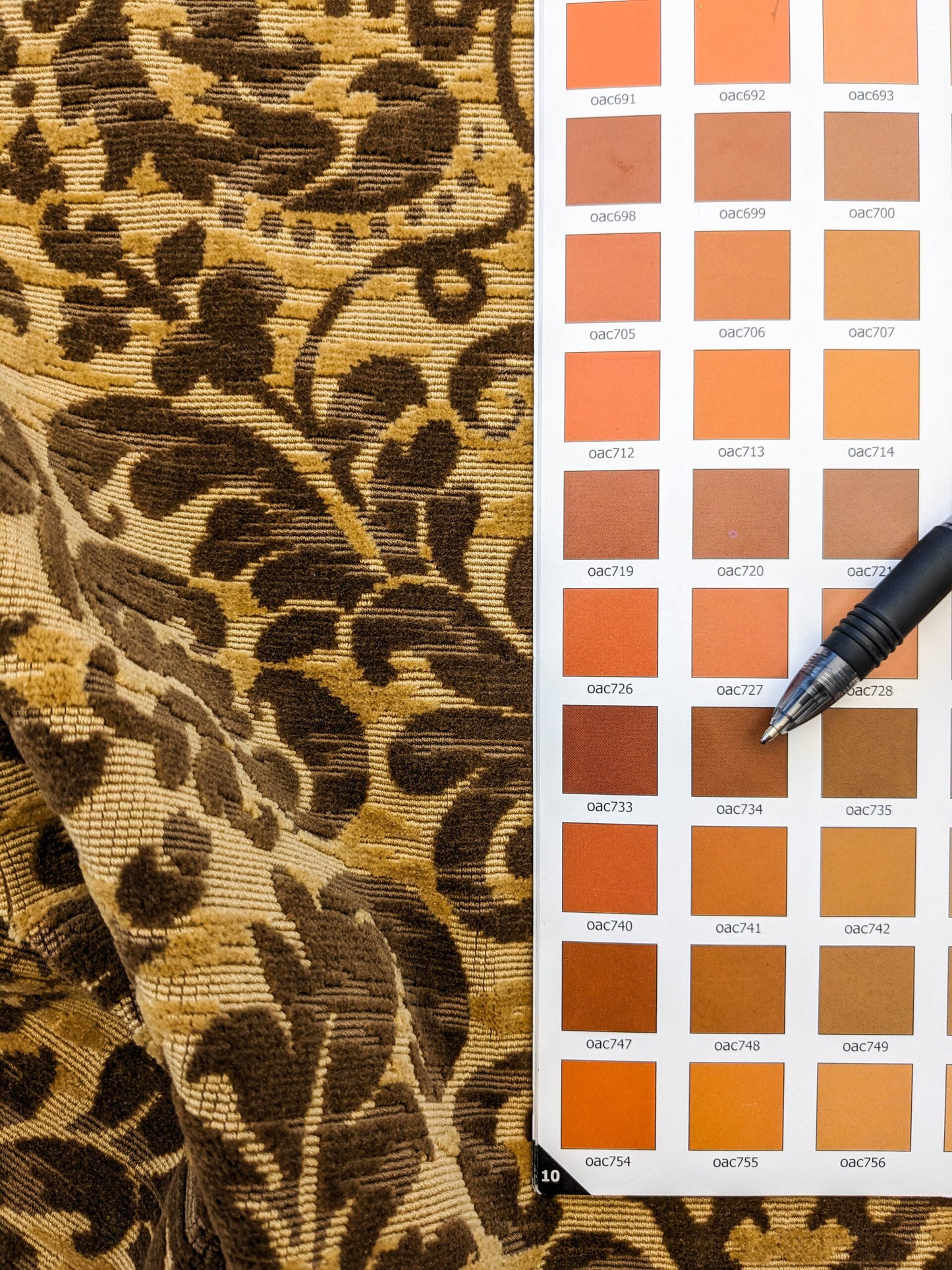 Scalamandre Vendome Camel Brown Cut Velvet Brown Gold Florentine Renaissance Damask MSRP USD292/y