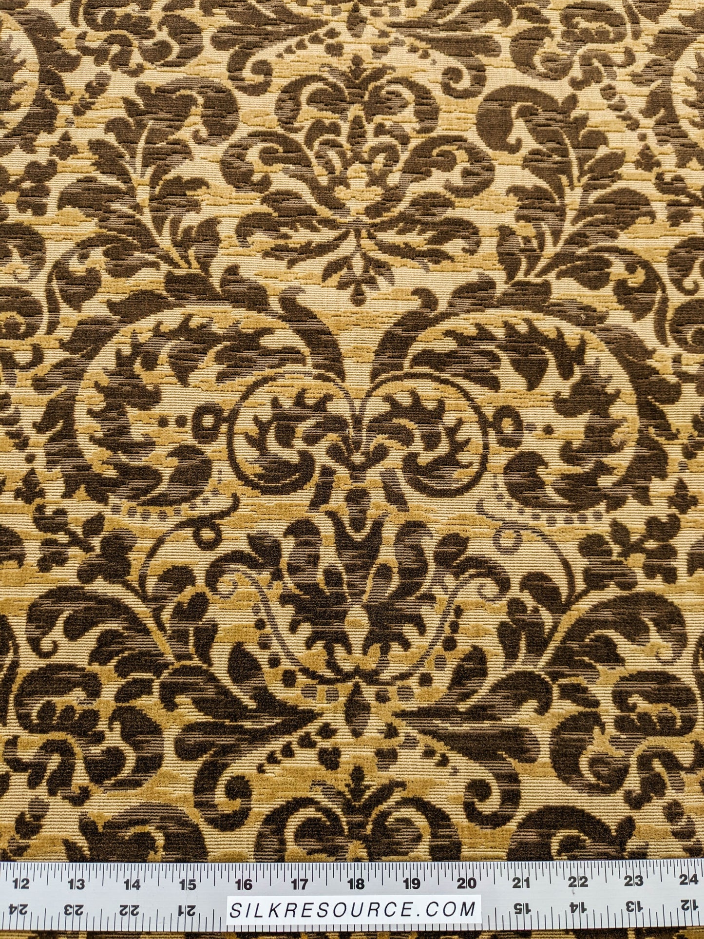 Scalamandre Vendome Camel Brown Cut Velvet Brown Gold Florentine Renaissance Damask MSRP USD292/y