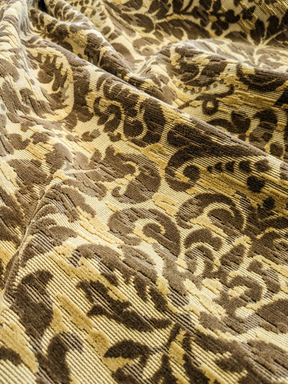 Scalamandre Vendome Camel Brown Cut Velvet Brown Gold Florentine Renaissance Damask MSRP USD292/y