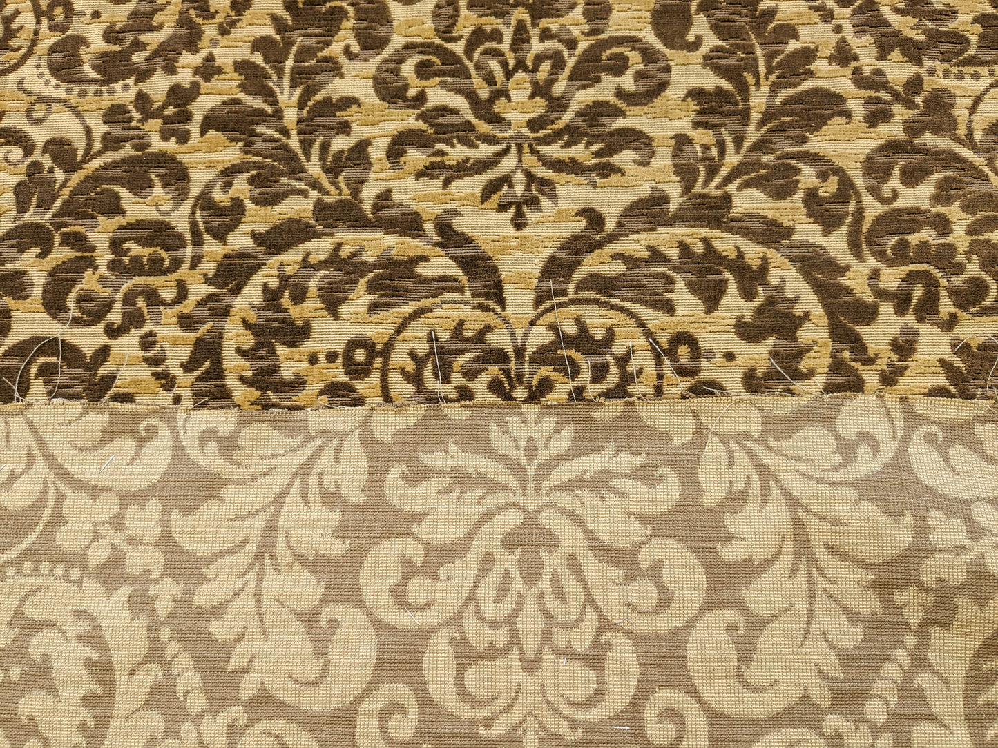 Scalamandre Vendome Camel Brown Cut Velvet Brown Gold Florentine Renaissance Damask MSRP USD292/y